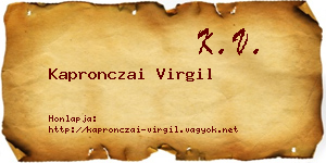 Kapronczai Virgil névjegykártya
