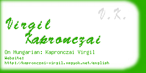 virgil kapronczai business card